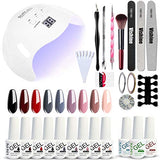 Gel Nail Polish Starter Kit - 9 Pretty Colors Gel Polish Set Base Top Coat & Matte Top Coat, 40W LED Nail Dryer Lamp with Full DIY Gel Manicure Nail Tools by Vishine 8ml #C05