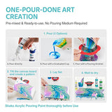 Acrylic Pouring Paint Set 18 Colors(60ml/2oz Bottles), High Flow Liquid Acrylic Paint Kit for Canvas, Glass, Paper, Complete Art Supplies with Silicone Oil, Gloves, Strainers, Cups, Straws, Tablecloth