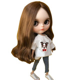 Doublewood 1/6 Fashion Doll Clothing Handmade Casual Carton T-Shirt + Jeans/Pants Replacement for Blythe Doll, Dress Up Accessories Doll Clothes Compatible with Blythe ICY Pullip Doll (White)
