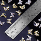 Juome Nail Charms, 30 Pcs Butterfly Nail Charms 3D Butterflies Shape Charms for Nail Gems and Rhinestones, Nail Art Decorations Supplies (15Pcs Gold, 15Pcs Silver)