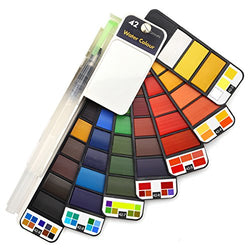 Dainayw Watercolor Paint Set - 42 Colors Professional Travel Pocket Watercolor Kit, with 1 Round