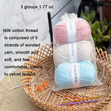 SDJNLXS 3 Pcs of 1.77oz Beginner Knitting Kit 8 Pieces of Knitting Yarn Kit Soft and Smooth Cotton Yarn Ball Suitable for Hand-Knitting to Relax and Relieve Stress The Perfect Gift (7)