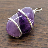 Raw Purple Amethyst Crystal Pendant Necklace –Focus Relax Concentrate Calm Natural Stress Aid