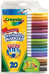 2 PACK Crayola 20ct Washable Super Tips (5 Fun-Scented Markers Included) Size: 2 Pack Model: