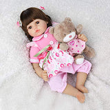 CHAREX Cute Reborn Baby Doll Lifelike Soft Vinyl 18 inch Weighted Reborn Toddler Girl Dolls with Teddy Bear Toy Gift Set