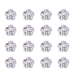 PandaHall About 200 Pcs 304 Stainless Steel 5 Petal Filigree Flower Bead Caps 8x4mm for Jewelry