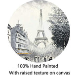 Muzagroo Art Hand Painted Streetscape Paris Eiffel Tower Oil Paintings Wall Canvas Decor (24x32in)