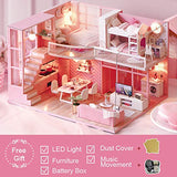 CUTEBEE Dollhouse Miniature with Furniture, DIY Dollhouse Kit Plus Dust Proof and Music Movement, 1:24 Scale Creative Room Idea (Dream Angels)