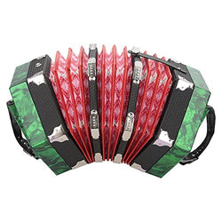 Vbestlife Diatonic Accordion - Professional 20 Buttons Accordion Concertina Musical Instrument Accessory Kids Piano Percussion Accordion Musical Toy, Red (Green)
