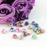 WXBOOM 100pcs Assorted Handmade Colorful Pattern Beads Fimo Polymer Clay Round Spacer Bulk Beads