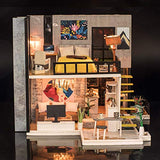 CONTINUELOVE DIY Miniature Dollhouse Kit - Tiny House Kit with Furniture, Led Lights and Dust Cover - 1:24 Scale DIY Wooden Dollhouse Kit - Best Toy Gift for Boys and Girls