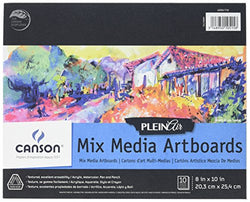 Canson Plein Air Mix Media Art Board Pad for Watercolor, Acrylic, Pens and Pencils, 8 x 10 Inch,