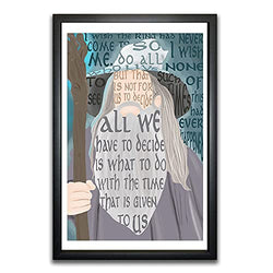 Gandalf Lord of the Rings text art framed print 11x17"