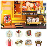 WYD Japanese Grocery Store Wooden Creative Doll House Store DIY Assembled Model Building Kawaii Puzzle with Dust Cover