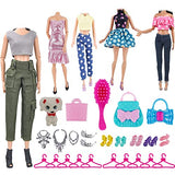 YAMASO 5 Sets Doll Clothes with 25 Accessories for 11.5 Inch Girl Doll Outfits (Including 5Pair Shoes,Pet Models, Bags, Necklaces, Combs and Hangers)