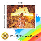 DIY Premium Acrylic Painting by Numbers Kit | Framed on Canvas 16"x20" | Beginners, New and Advanced Painters | Mounting Hardware Included | Hot Air Balloons Holding Hands