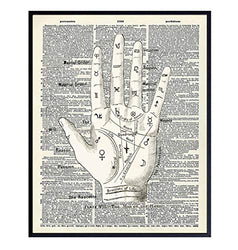 Palm Reading Upcycled Dictionary Wall Art Prints - Vintage 8x10 Unframed Photos - Great Gift For Steampunk and Palmistry Fans - Chic home Decor