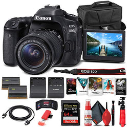 Canon EOS 80D DSLR Camera with 18-55mm Lens (1263C005) + 64GB Memory Card + Case + Corel Photo Software + LPE6 Battery + External Charger + Card Reader + HDMI Cable + Cleaning Set + More (Renewed)