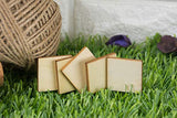 Unfinished Wood Pieces - 100-Pack Wooden Squares Cutout Tiles, Natural Rustic Craft Wood for Home