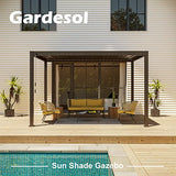 Gardesol Louvered Aluminum Pergola 10×13 FT Hardtop Rainproof Gazebo with Adjustable Roof for Outdoor Deck Patio Garden Yard (Matte Black)