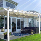 TANG Pergola Replacement Shade Cover Awning Retractable Waterproof for Patio Deck Slide on Wire Wave Shade Sail 7'x22' Beige