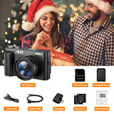 Vlogging Camera, 4K Digital Camera for YouTube Autofocus 16X Digital Zoom 48MP Video Cameras for Photography with 32GB SD Card, 180 Degree 3.0 inch Flip Screen, 2 Batteries and Charging Stand