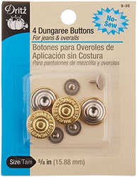Dritz(R No-Sew Dungaree Buttons - Gilt