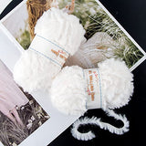 WXJ13 2 Roll Faux Fur Yarn, Chunky Yarn White Soft Fluffy Fur Yarn Fuzzy Fur Yarn Eyelash Yarn for Crochet Knit Clothes Knitting, Weaving DIY Craft (50g×2)