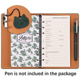 lollipro Writing Journal (7.48×4.84 Inch) 6 Ring PU Leather Refillable Planner Smal A6 Binder Notebook, Pocket in Front Design for Max 6.7Inch Phone with Filler Paper and Pen Holder, Blackish Green