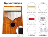 Thumb Piano 17 Keys Kalimba Acacia KOA Body Finger Piano Mbira Sanza Thumb Instrument with Kalimba Songbook 15 Songs Study Guide, Tuning Hammer and 4 Pcs Finger Thumb Picks(Solid KOA Wood)