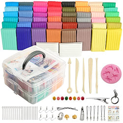 Aestd-ST Soft Clay DIY Starter kit, Oven Bake Modeling Clay, Non-Toxic, Non-Stick, with Sculpting Tools, Ideal Gift for Children and Artists (50)
