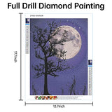 Diamond Painting Moon Accessories for Adults,5D Full Drill Round Rhinestone Diamond Dots Paint, Halloween Christmas Home Wall Decor Gift 13.7x17.7 inch