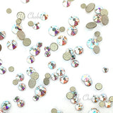 CRYSTAL AB (001 AB) Tiny small sizes mixed with Swarovski 2058 Xilion Rose flatbacks sizes ss3,