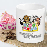 White Coffee Mugs for Kids - Ceramic Hand-Painted Drinking Cups with Animal Inside | Dishwasher Safe Toddler Peekaboo Mug - Set of 4