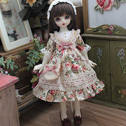 HMANE BJD Clothes 1/6, Pink Floral Printed Dress for 1/6 BJD Dolls (No Doll)