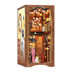 Cutefun DIY Book Nook Kit, DIY Dollhouse Wood Bookend Model Building Kit with LED Light, Wooden Model Kit for Teens and Adults to Build-Creativity Gift for Birthdays, Christmas, Valentines Day
