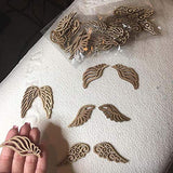 JANOU 80pcs Angel Wings Wood Slices Wooden Cutouts Unfinished Wood DIY Craft Embellishments Gift Ornaments Decoration, 2.4x1 in