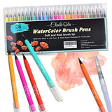 Watercolor Brush Pens | 26 Colors with 15-Sheet Watercolor Pad & Blending Brush - Paint Markers for Painting, Coloring, Calligraphy, Drawing for Kids, Artists, Beginner Painters - Real Flexible Tips