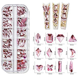 BELICEY Pink Crystal Rhinestones for Nails Kit Shiny Nail Stones Gems Multi Size Shape Nail Art Rhinestones Glass Flatback Diamonds Gems for Nail Jewels DIY Clothing Crafts Jewelry Accessories