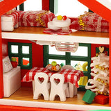 Cool Beans Boutique Miniature Do-It-Yourself Dollhouse Kit - Wooden Christmas Sled with Money Bank and Rotating Music Box (English Manual) M908 Christmas Sled