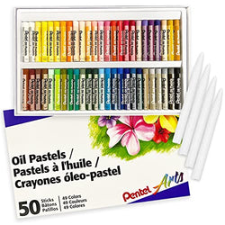 Oil Pastels, Oil Pastels 50 Count, Oil Pastel for Kids Includes 4 Blending Stumps for Oil Pastels