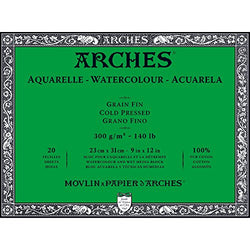 Winsor Newton 1795060 No. 140 Arches Watercolor 20 Sheets Cold Pressed 20 Pages Paper Block, 9" x
