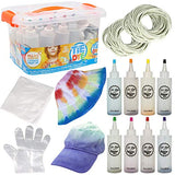 Klever Kits DIY Tie Dye Kits Including 8 Rainbow Colors, 2 Cotton Caps for Kids, Storage Box, Gloves, Rubber Bands and Table Cover, Creative Group Activities, Fabric Party DIY Craft Arts