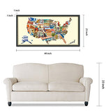 Empire Art Direct American Map Dimensional Collage Handmade by Alex Zeng Framed Graphic Contemporary Wall Art, 25" x 48" x 1.4", Ready to Hang, Across America