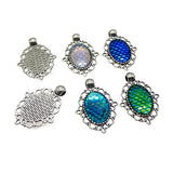 Julie Wang 50pcs Antiqued Silver Mermaid Scale Charm Pendant for Girl Jewelry Necklace Bracelet