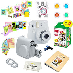 Fujifilm Instax Mini 9 Instant Camera SMOKEY WHITE w/ Film and Accessories – Polaroid Camera Kit