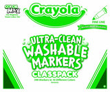 Crayola 200 Ct Ultraclean Washable Markers, Fine Line, 10 Colors (58-8211)
