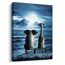 Canvas Wall Art For Bedroom Wall Decor For Living Room Modern Family Bathroom Canvas Art Animal Elephant Abstract Pictures Blue Ocean Wall Artwork Office Wall Painting Ready To Hang Home Decorations