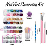 FANDAMEI Nail Art Kit, Nail Design Tools Kit with Nail Art Brushes, Nail Dotting Tools,Fine Glitter,Nail Butterfly, Nail Heart Glitter Sequins, Nail Foil Flakes, Nail Art Rhinestones, Nail Dust Brush