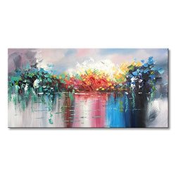 Abstract Landscape Canvas Wall Art Handmade Modern Oil Paintings Lake Scenery Picture